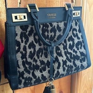 GUESS Katey Satchel Leopard Print